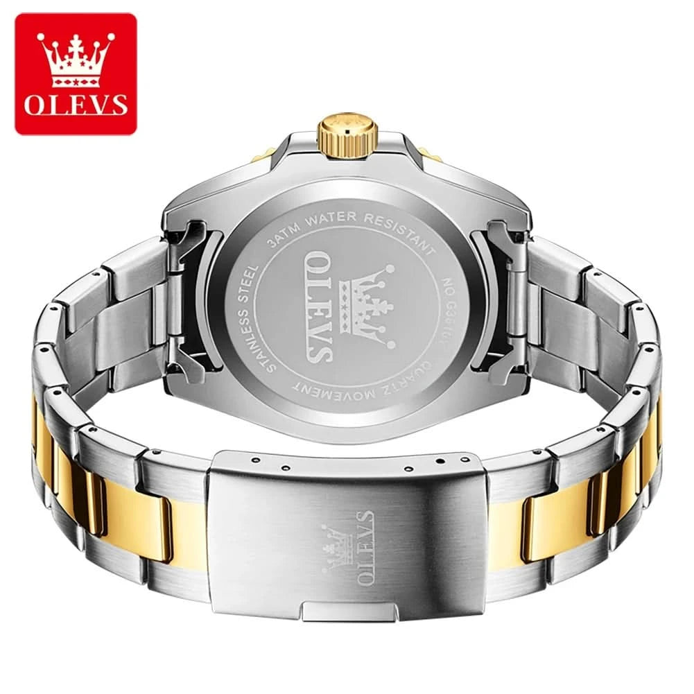 OLEVS Original Brand High Fashion Men's watch WaterproofCalendar Quartz Watch for Male Luminous Stainless Steel Authentic Watch - M & M Global