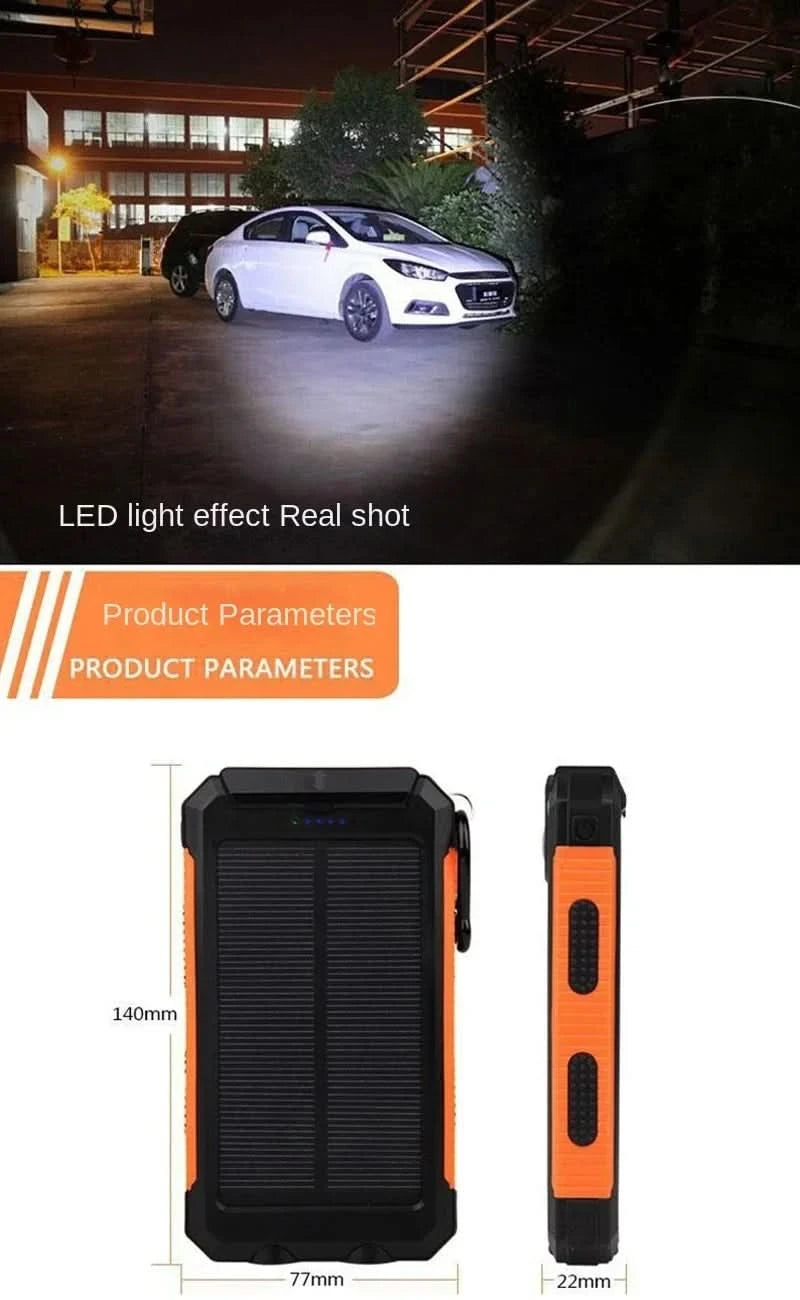 BCAK Brand Power bank Outdoor 200000mAh Large Capacity Solar Power Bank Portable With Lanyard Compass External Battery Camping - M & M Global