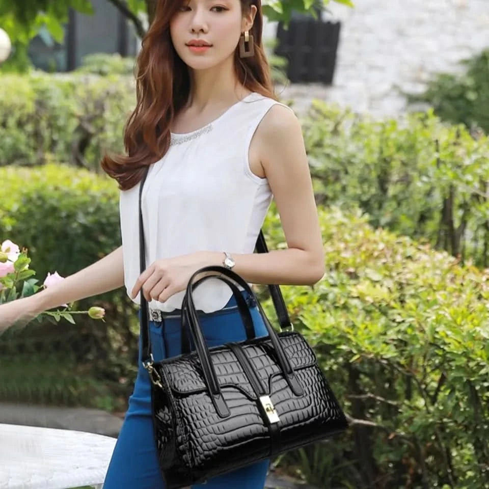 Luxury Shoulder Tote Bag Alligator Patent Leather Hand Bags for Women 2025 Designer Daily commuting Handbags HIgh Quality Sac - M & M Global