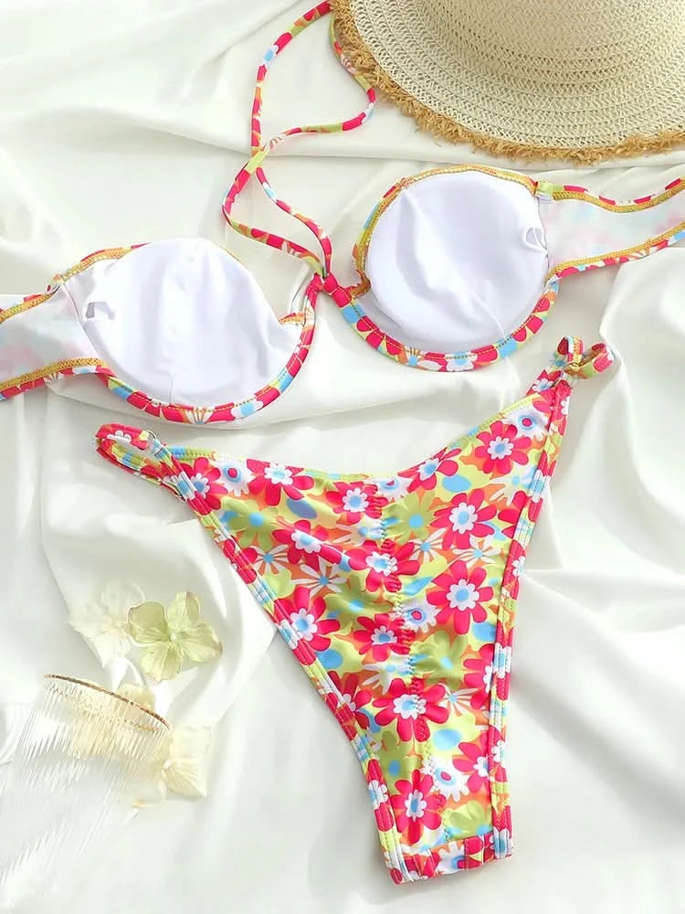 Push Up Swimsuit 2025 Bikinis Print Women Swimwear Cup Biquinis Brazilian Bikini Sets 2024 Bathing Suits Beach Wear Summer - M & M Global