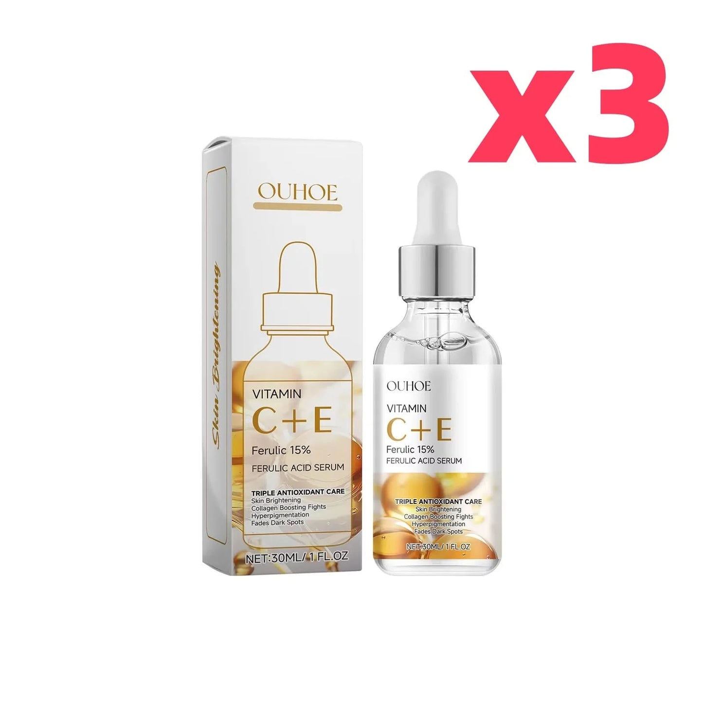 Ferulic Acid Serum Fade Fine Lines Firming Moisturizing Brightening Shrink Pores Vitamin C E Facial Essence Nourishing Skin Care - M & M Global