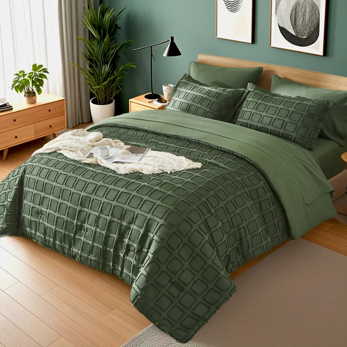 Queen Solid Color Comforter Set with Cut Flower Design β Lightweight, Breathable Microfiber Bedding for All Seasons, Machine Washable