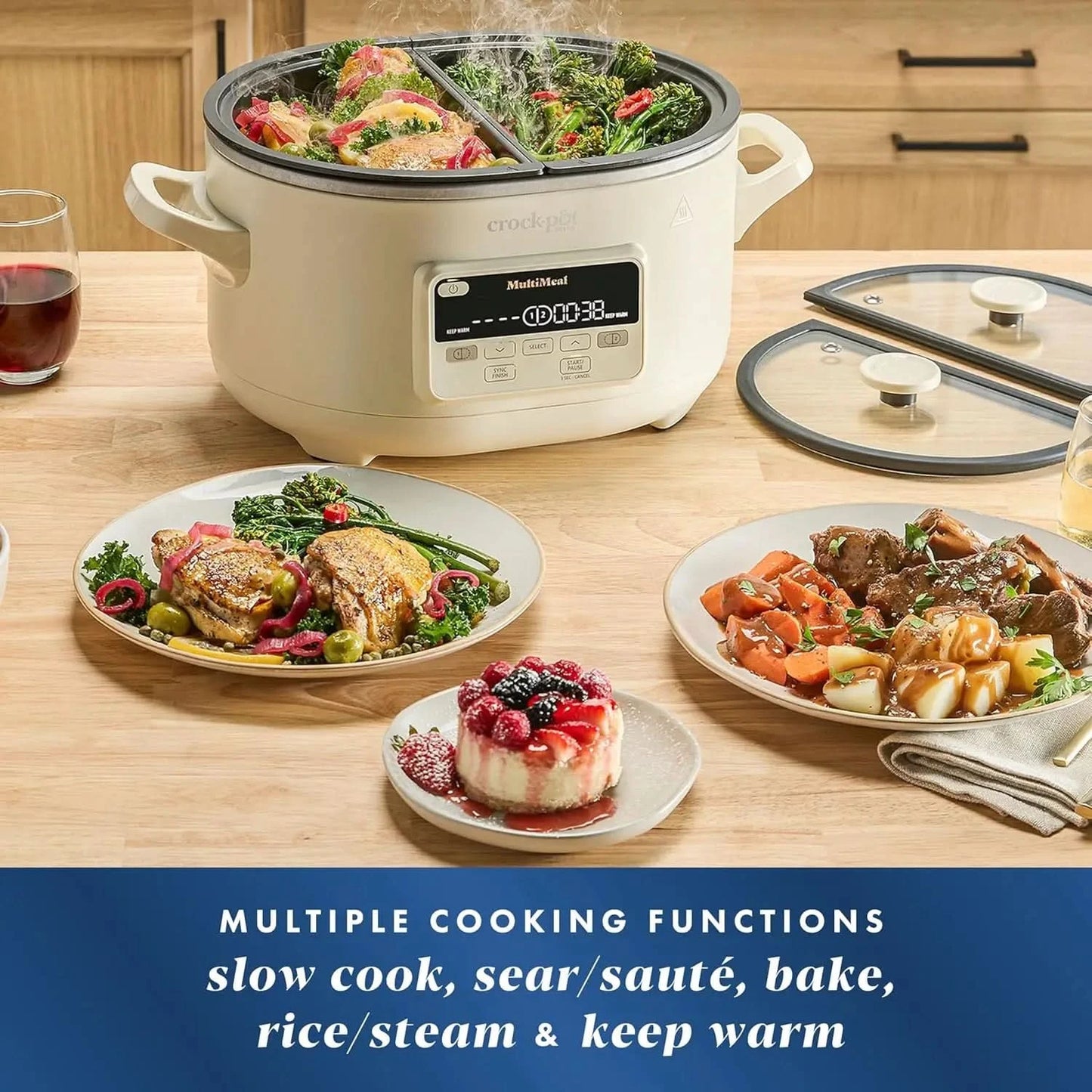 MultiMeal Multicooker and Programmable Slow Cooker with Bake Function, Oat Milk - M & M Global