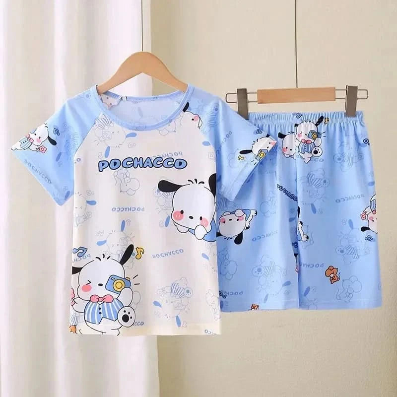 Saniro Hello Kitty Clothes Set Short Sleeve 2pcs Tshirt+Short 1 2 3 Years Old Summer New Clothing Girls Casual Loose - M & M Global