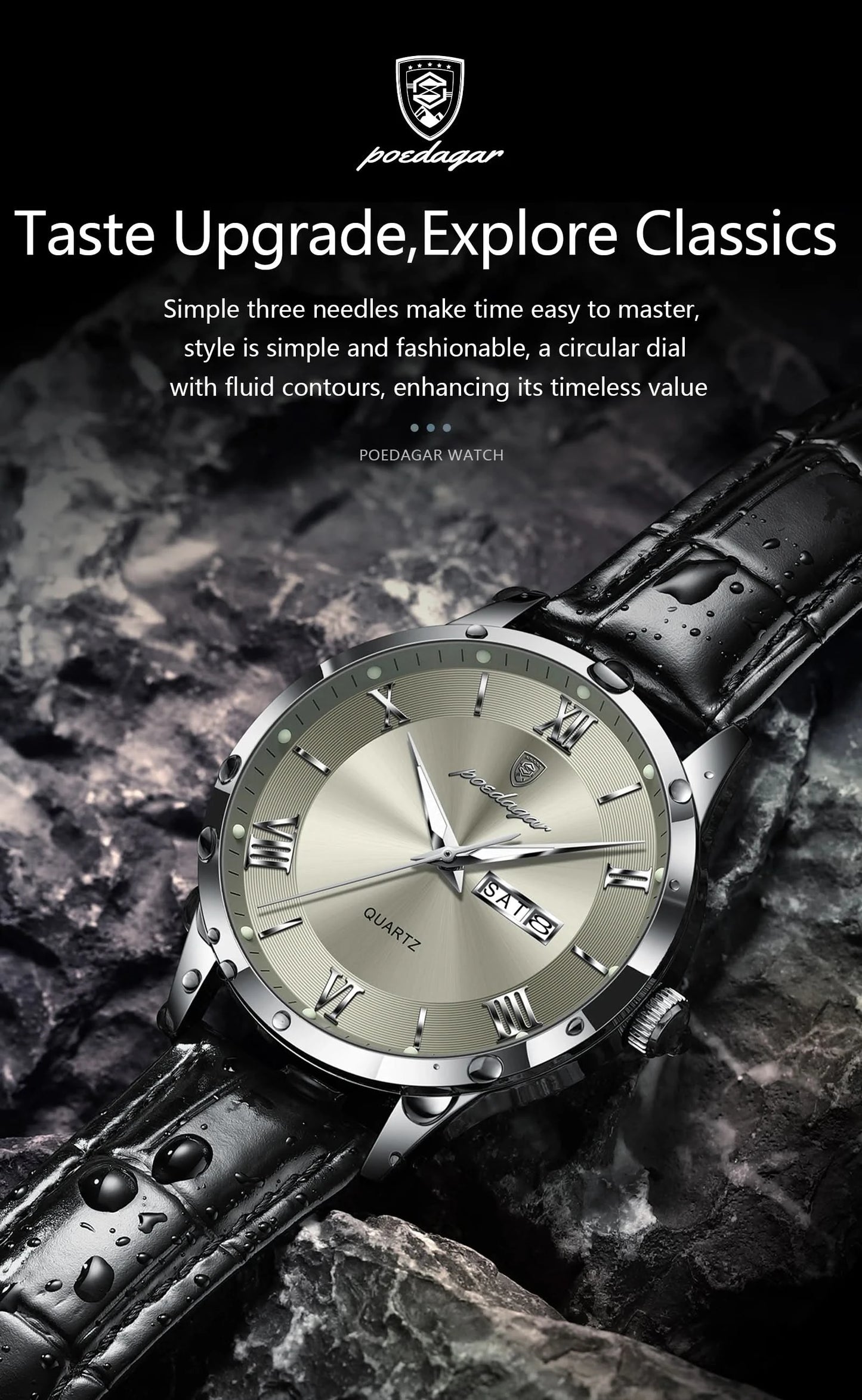 POEDAGAR Top Luxury Watch For Men Military Waterproof Luminous Date Week Man Wristwatch Leather Men's Quartz Watches Sport Reloj - M & M Global