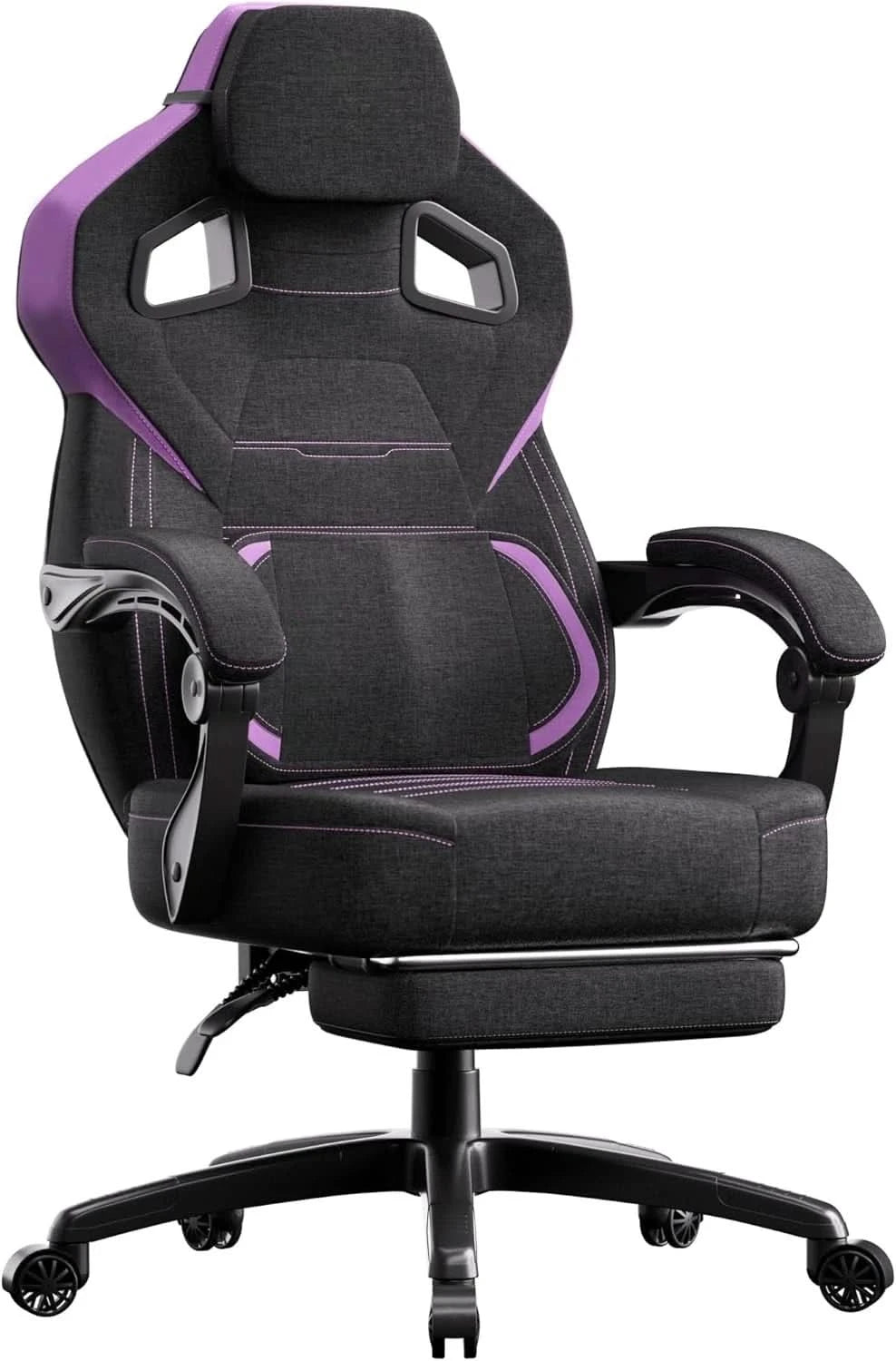 Fabric Gaming Chair with Footrest, Big and Tall Gamer Chair with Lumbar Support, Wide Back Computer Chair for Heavy People