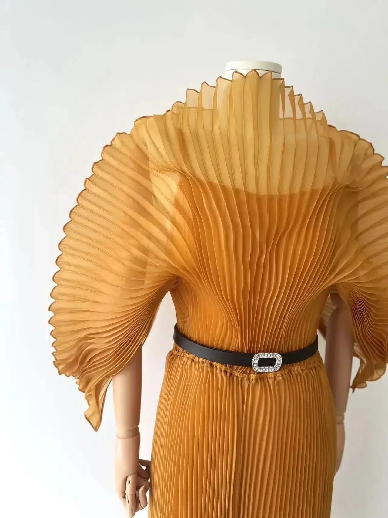 YUDX Pleated 2024 Fall New Handmade Pleated Women's Dresses Loose Plus Size Women's High Smocked Dress Long Dress - M & M Global