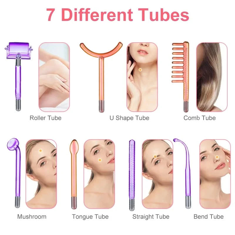 High Frequency Facial Wand For Hair Face Anti Aging Therapy Acne Tool Neon+Argon Wands Skin Beauty (no handle) - M & M Global
