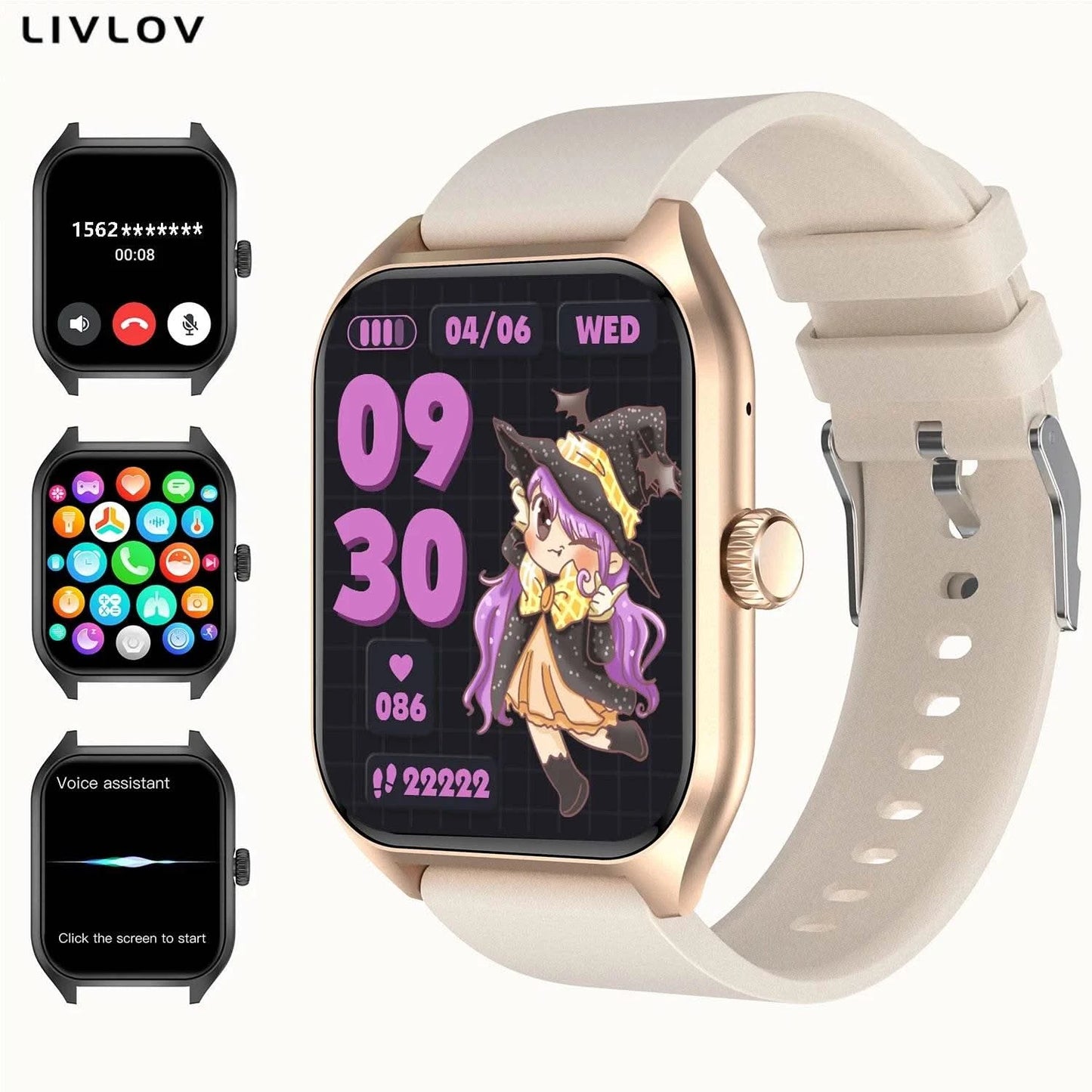 AI Voice Assistant Smart Watch for Men Women, 1.96'' HD Screen Activity Trackers with 100+Sports/ Sleep/ Heart Rate Monitor - M & M Global