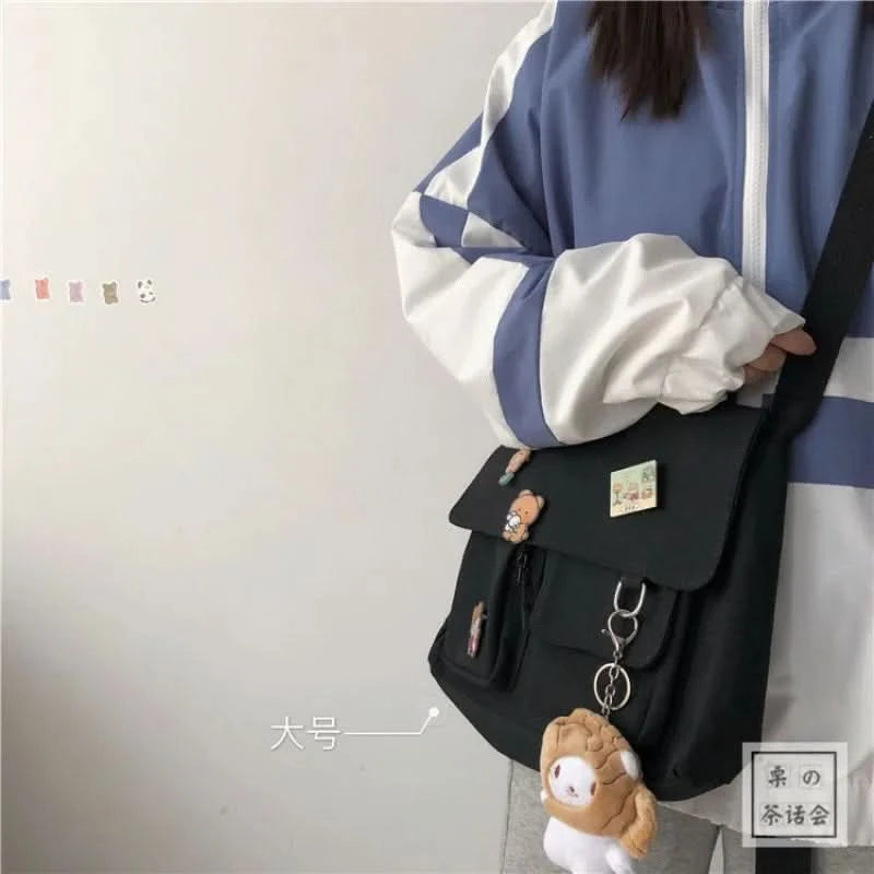 Japanese Harajuku Cute Retro Girl Messenger Shoulder Bag Canvas Student School Female - M & M Global
