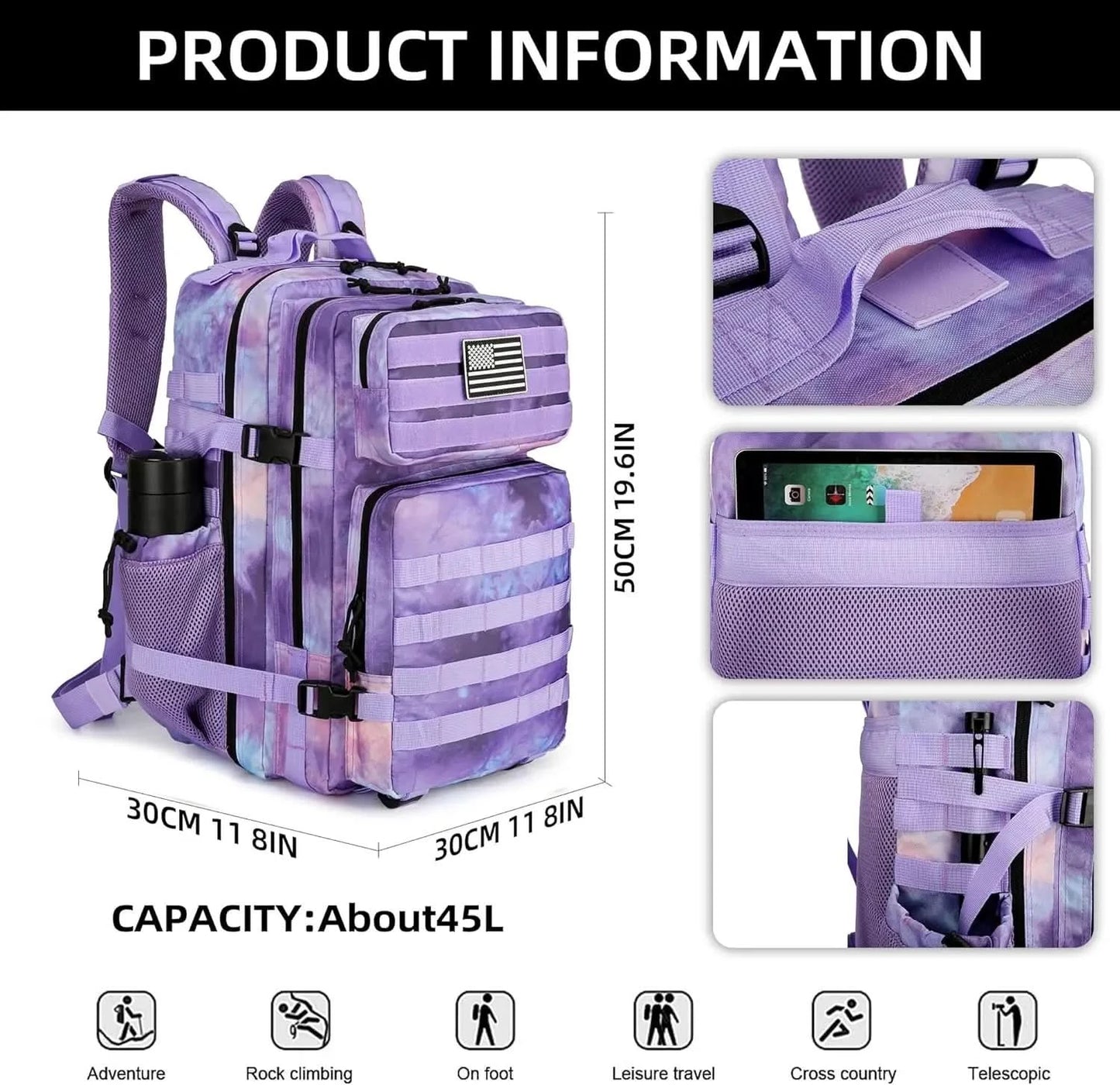 Tactical Backpack 3P Bag 45L Hiking Assault Backpack Outdoor 3 Days Travel Waterproof Climbing Rucksack Camping Hunting Mochila - M & M Global