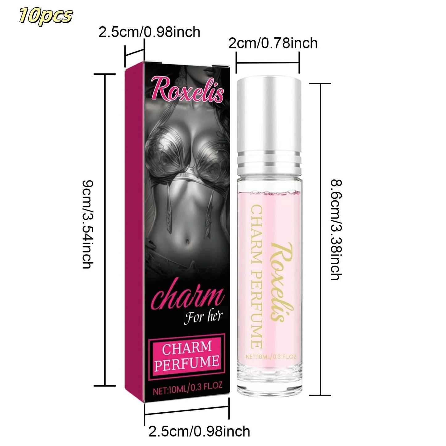 Roxelis Pheromone Ball Bearing Perfume Women's Portable Fragrance Couple Body Charm Fragrance Natural Fresh Fragrance 0.3 OZ - M & M Global