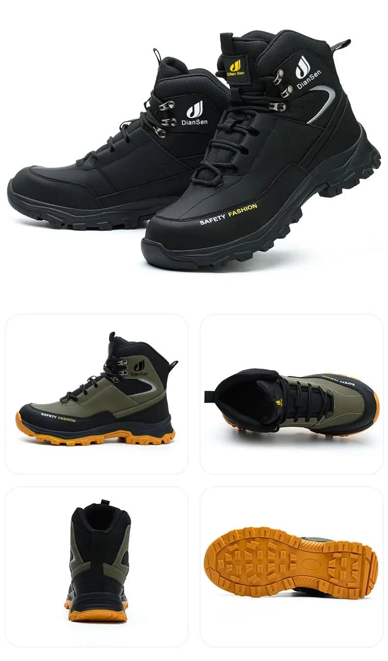 Mens Safety Shoes With Steel Toe Waterproof Boots Puncture Proof Anti-smash Mens Outdoor Work Sneakers Construction Work Shoes