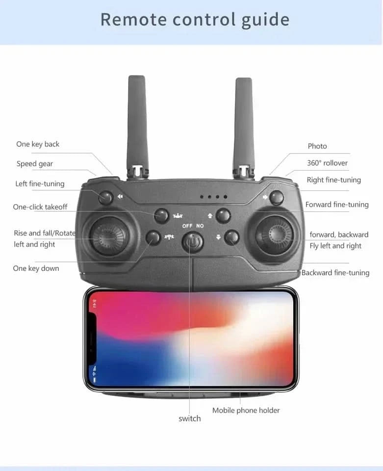 Professional Drone E88 4K Wide-Angle HD 1080P Camera WiFi FPV Height Hold Foldable RC Drone Quadrotor Helicopter Children's Toys - M & M Global