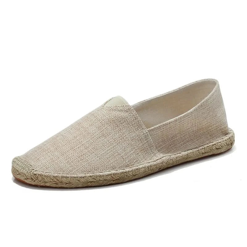 Women Sewing Flax Shoes Slip on Loafers Casual Shoes Man Espadrilles Hemp Canvas Flat Shoes Plus Size Fisherman Driving Footwear - M & M Global