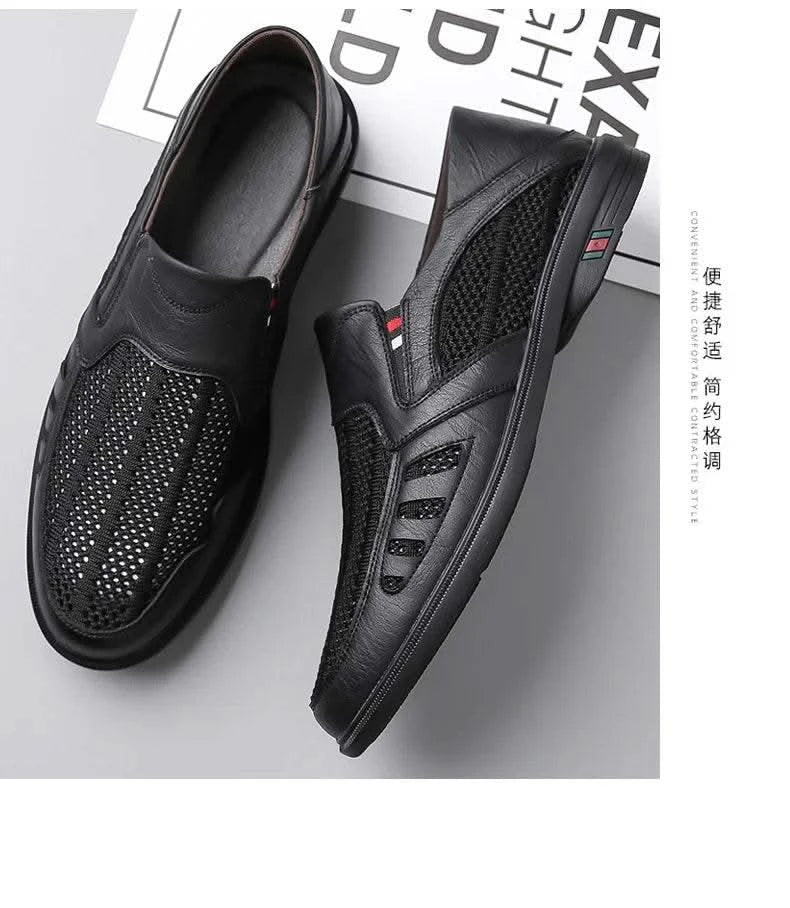 Business Leather Shoes For Men Summer British Style Hight Quality Casual White Leather Shoes Male Slip On Men Loafer Comfortable - M & M Global