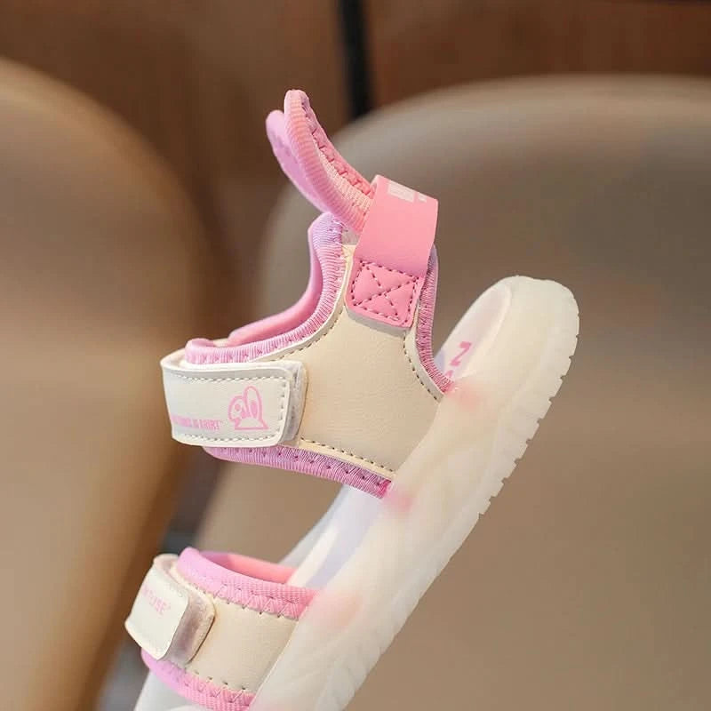 Children's Sandals 2-12 Years Old Cartoon Greenish Pink Soft Boys Girls Beach Shoes Casual Non-slip Kids Baby Sports Sandals - M & M Global