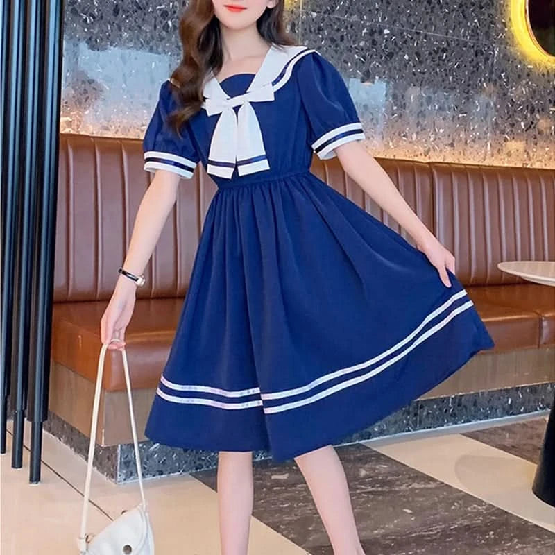 Girls School Dress Summer Dresses for Kids Costume Preppy Style School Teenagers Children Clothes Vestidos Dresses - M & M Global