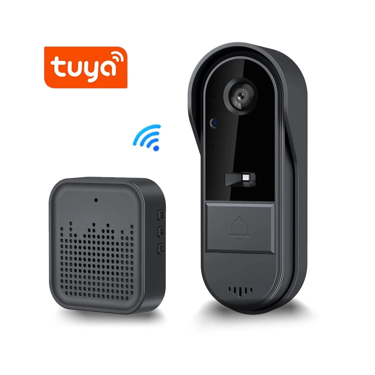 Tuya WiFi doorbell 2-way HD 1080P, microSD/cloud, waterproof, 1000mAh battery, long standby,Wireless Security Camera - M & M Global