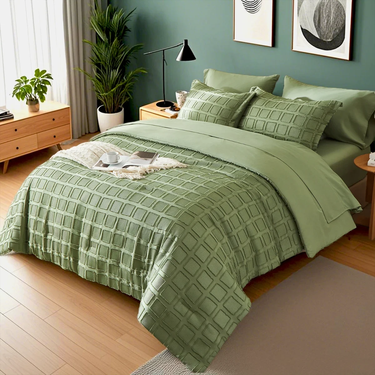 Queen Solid Color Comforter Set with Cut Flower Design β Lightweight, Breathable Microfiber Bedding for All Seasons, Machine Washable