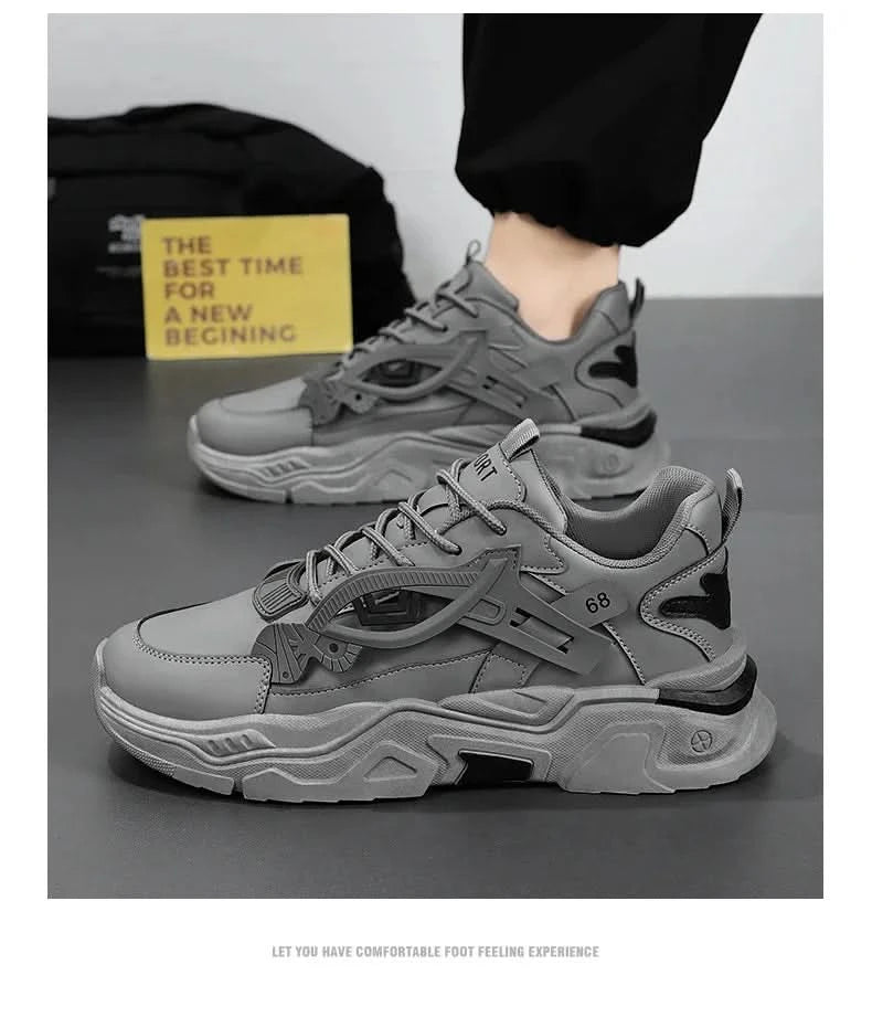Student height increasing shoes four season new thick sole men's casual sports shoes soft sole comfortable outdoor running shoes - M & M Global