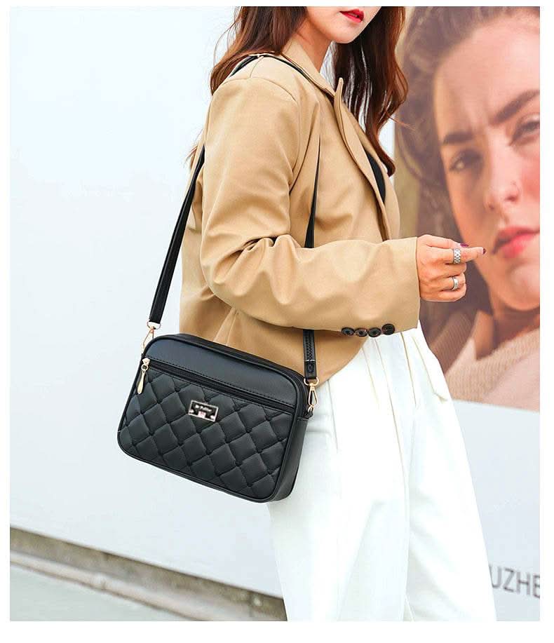 2025 Women's One Shoulder Small Square Handbag New Cross Border Foreign Trade Lingge PU Crossbody Versatile Small Messenger Bag - M & M Global
