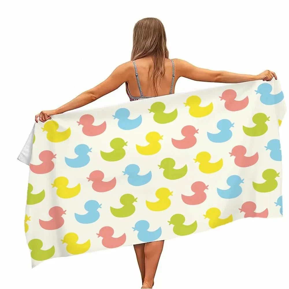Extra Large Quick-drying Microfiber Beach Towel with Chic Duck Design - Super Absorbent, Lightweight and Stylish - M & M Global