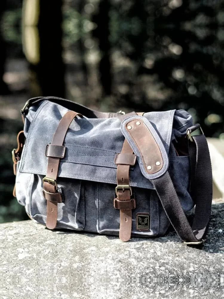 MUCHUAN Canvas Leather Men Messenger Bags Big Satchel Shoulder Bags Male Laptop Briefcase Travel Handbag - M & M Global