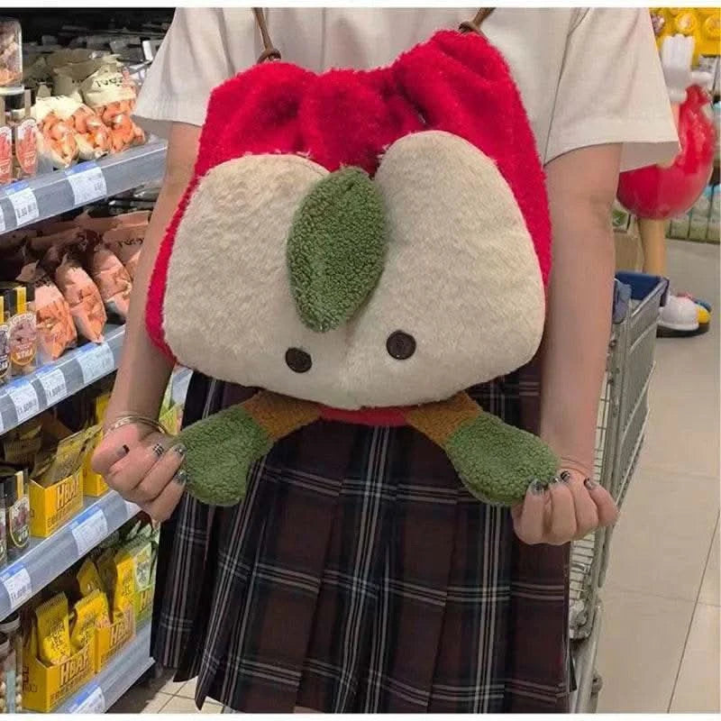 Anime Love and Deepspace Caleb Cosplay Fluffy Apple Drawstring Backpack Cartoon Shoulders Bag Large Capacity Knapsack Xmas Gift - M & M Global