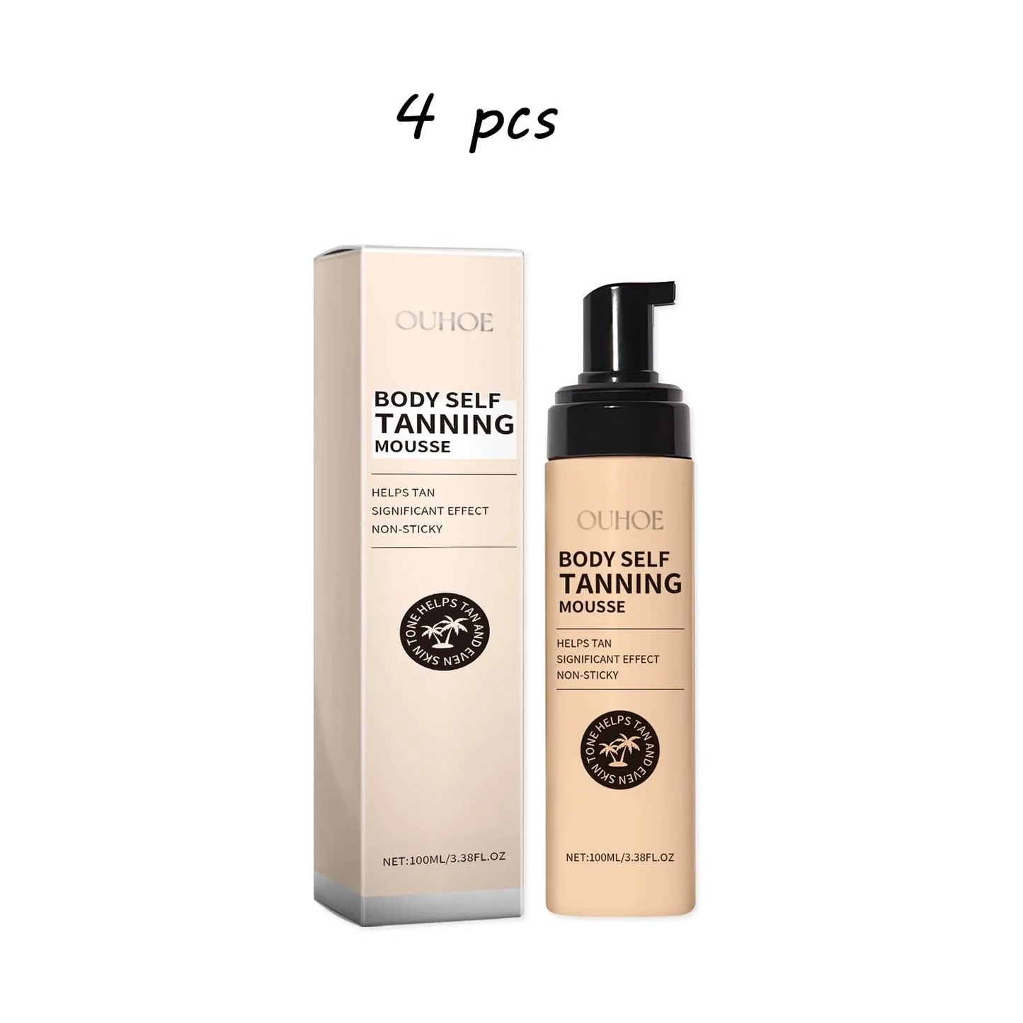 Ouhoe Sunless Tanning Mousse Natural Bronzer Summer Beach Outdoors Moisturizing Flawless Face Body Tanning Mousse - M & M Global