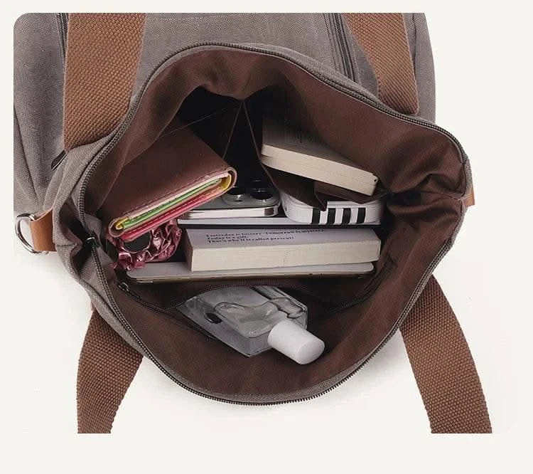Cross-border large-capacity canvas women's bag, casual cross-body bag, Korean-style fashionable tote bag, simple handbag, new st - M & M Global