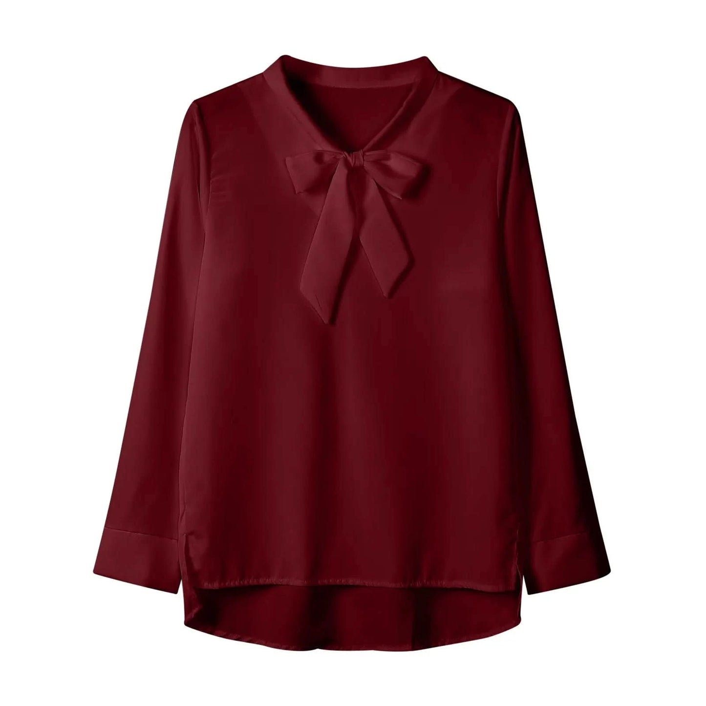 Female Elegant Shirt Women's Solid Color Long Sleeve Business Bow Ribbon Blouse Women Slimming Senior Sense Tunic Tops for Work - M & M Global