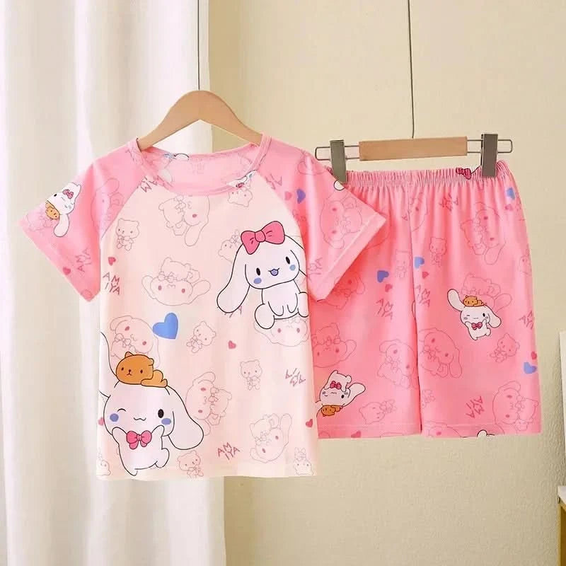 Saniro Hello Kitty Clothes Set Short Sleeve 2pcs Tshirt+Short 1 2 3 Years Old Summer New Clothing Girls Casual Loose - M & M Global