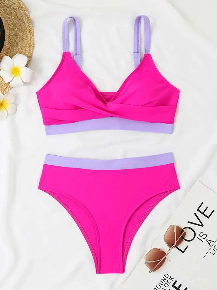 2025 Strappy Bikini High Waist Swimsuit Women Sexy Solid Swimwear Female Bathers Swimming Bathing Swimming Swim Suit Beachwear - M & M Global