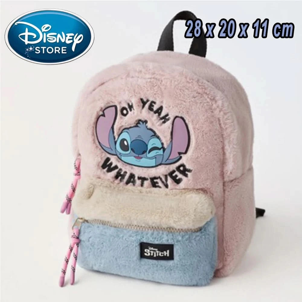 New Disney Plush Backpack Ins Japanese Blue Stitch Funny Cartoon Large-Capacity Student Backpack Kindergarten Bag Child Gift - M & M Global
