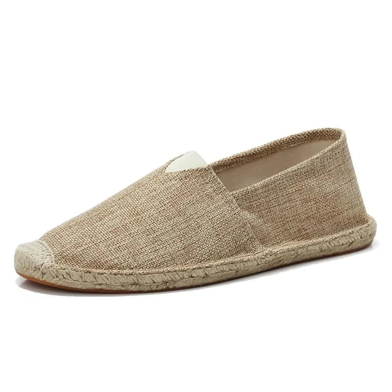 Women Sewing Flax Shoes Slip on Loafers Casual Shoes Man Espadrilles Hemp Canvas Flat Shoes Plus Size Fisherman Driving Footwear - M & M Global