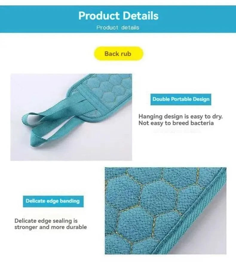 3 PCS Three-piece Bath Set, Rub Bath and Bath Artifact, Household Long Rub Back Towel, Bath Gloves, Bath Flower Set - M & M Global