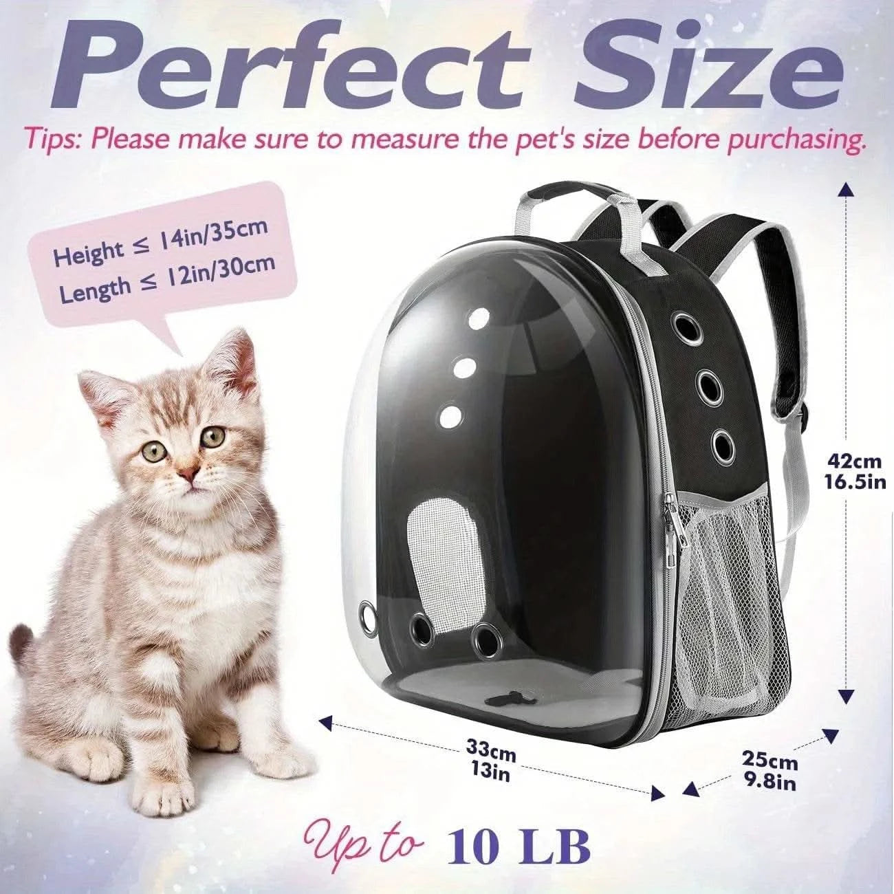 Backpack Carrier/ Bubble Carrying Bag for Small Medium Dogs Cats, Transparent Cat Space Capsule, Breathable Cat/ Dog Travel Bag - M & M Global