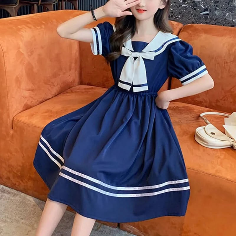 Girls School Dress Summer Dresses for Kids Costume Preppy Style School Teenagers Children Clothes Vestidos Dresses - M & M Global