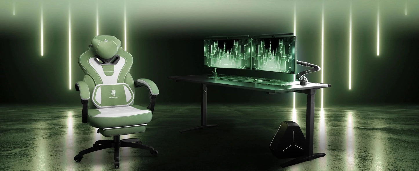 Dowinx Fabric Gaming Chair with Footrest, Big and Tall Gaming Chair for Heavy People, Computer/PC Gamer Chair for Adult