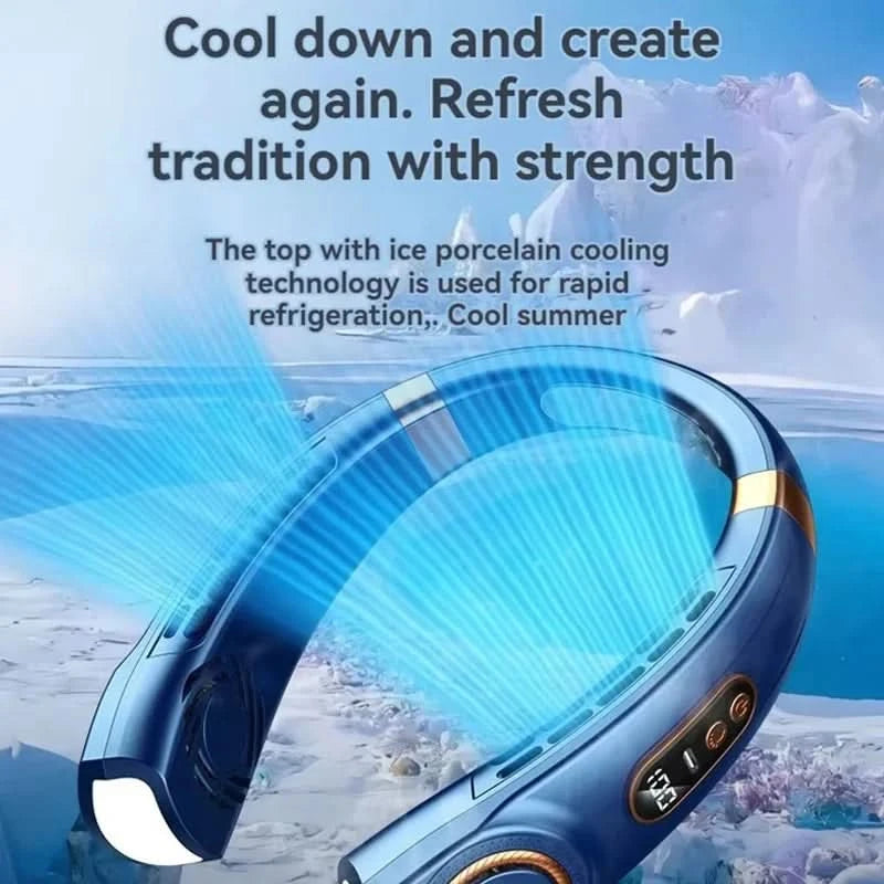 Portable Neck Mounted Fan Typc Charging Adjustable 5-Speed Turbine Neckband Fan Without Blades Suitable For Outdoor Use - M & M Global
