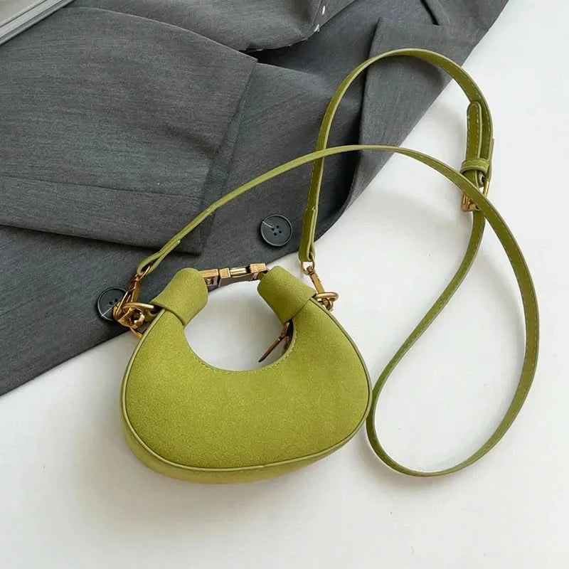 Mini Semicircle Saddle Crossbody Bag For Women Luxury Lemon Color Handbag Half Moon Bag Fashion Chain Lady Cross Body Bag - M & M Global
