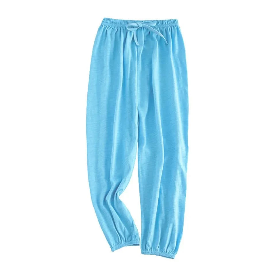 Boy Girl Breathable Bamboo-Cotton Long Pants for Children Unisex Style Elastic Waist Summer Sleepwear Kids Nightwear Trousers - M & M Global