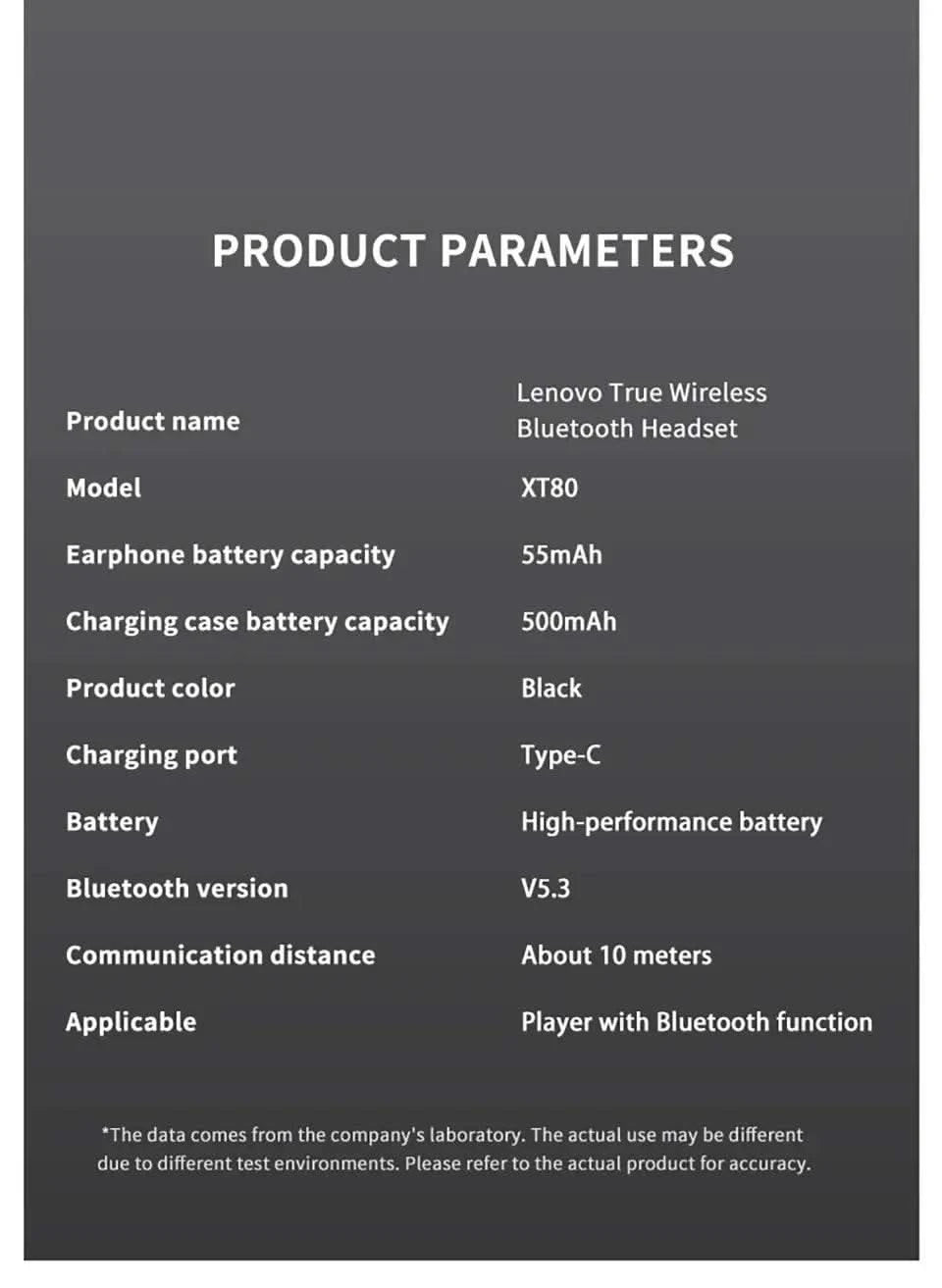 100% Lenovo Official Genuine Thinkplus XT80 Wireless Bluetooth Earphones 100h Ultra-long Battery Life Waterproof Sport Headphone - M & M Global