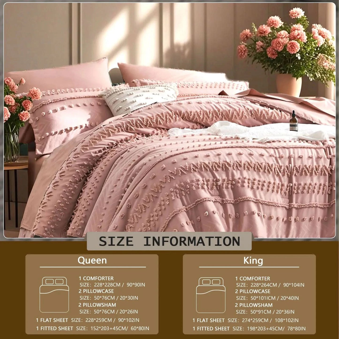 7-Piece Tufted Comforter Set – Soft All-Season Bedding Set with Decorative Pillows, Stylish Bed Set for Bedroom Decor, Ideal Gift for Any Occasion