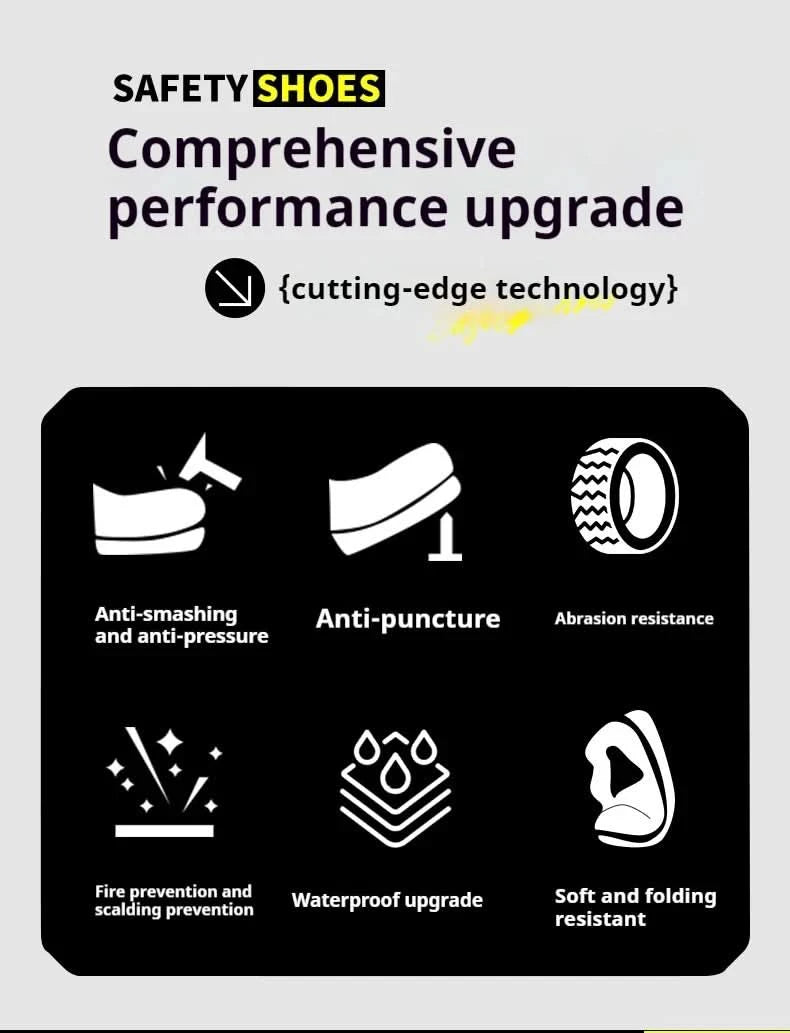 Rotating Button Steel Toe Safety Shoes For Men's Work Boots Indestructible Work Construction Pu Leather Anti Puncture Men Boots