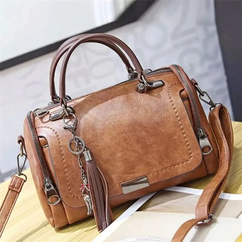 Yogodlns Tassel Decor Handbag, Women's Large Capacity Shoulder Bag, Fashion Zipper Crossbody Bag With Removable Strap - M & M Global