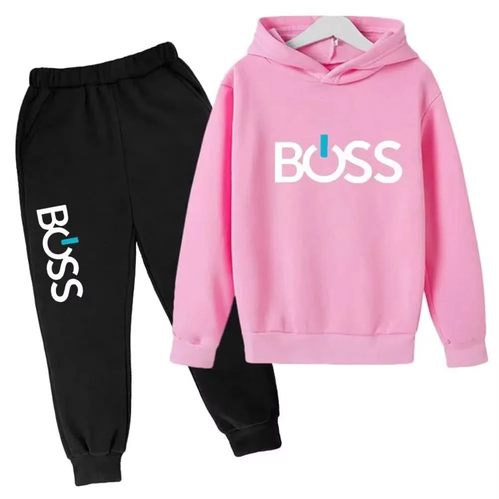 Streetwear New Spring And Autumn Children Hoodie Set Boys Girls Casual Long Sleeve Hoodie Tops+Pants Sportswear 2-14 Years Old - M & M Global