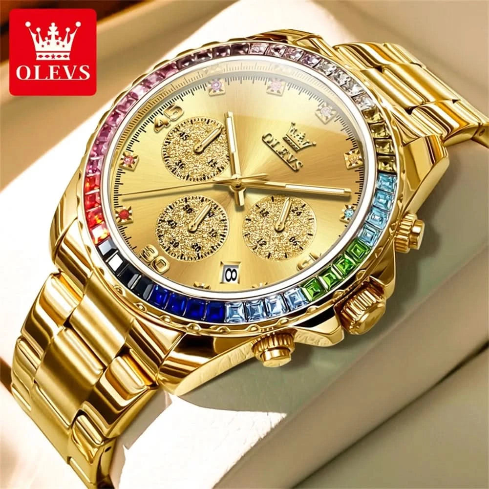 OLEVS 2939 Mens Watch Original Brand Quartz Watch Waterproof Luminous Watch For Men Multifunctional Chronograph Sport Date Reloj - M & M Global