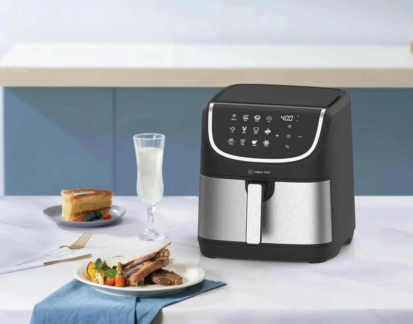 CAF601-BLACK 6L Easy-to-Use Digital Air Fryer, 8.2qt, Black - M & M Global